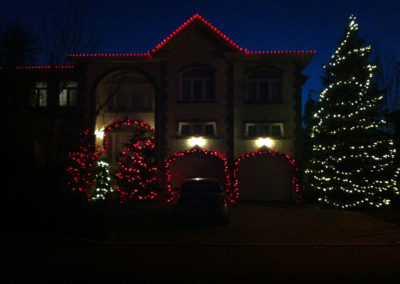 Red Christmas lights at night